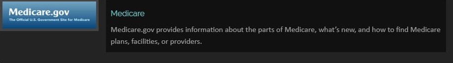 Medicare.gov provides information about the parts of Medicare, what's new, and how to find Medicare plans, facilities, or providers.